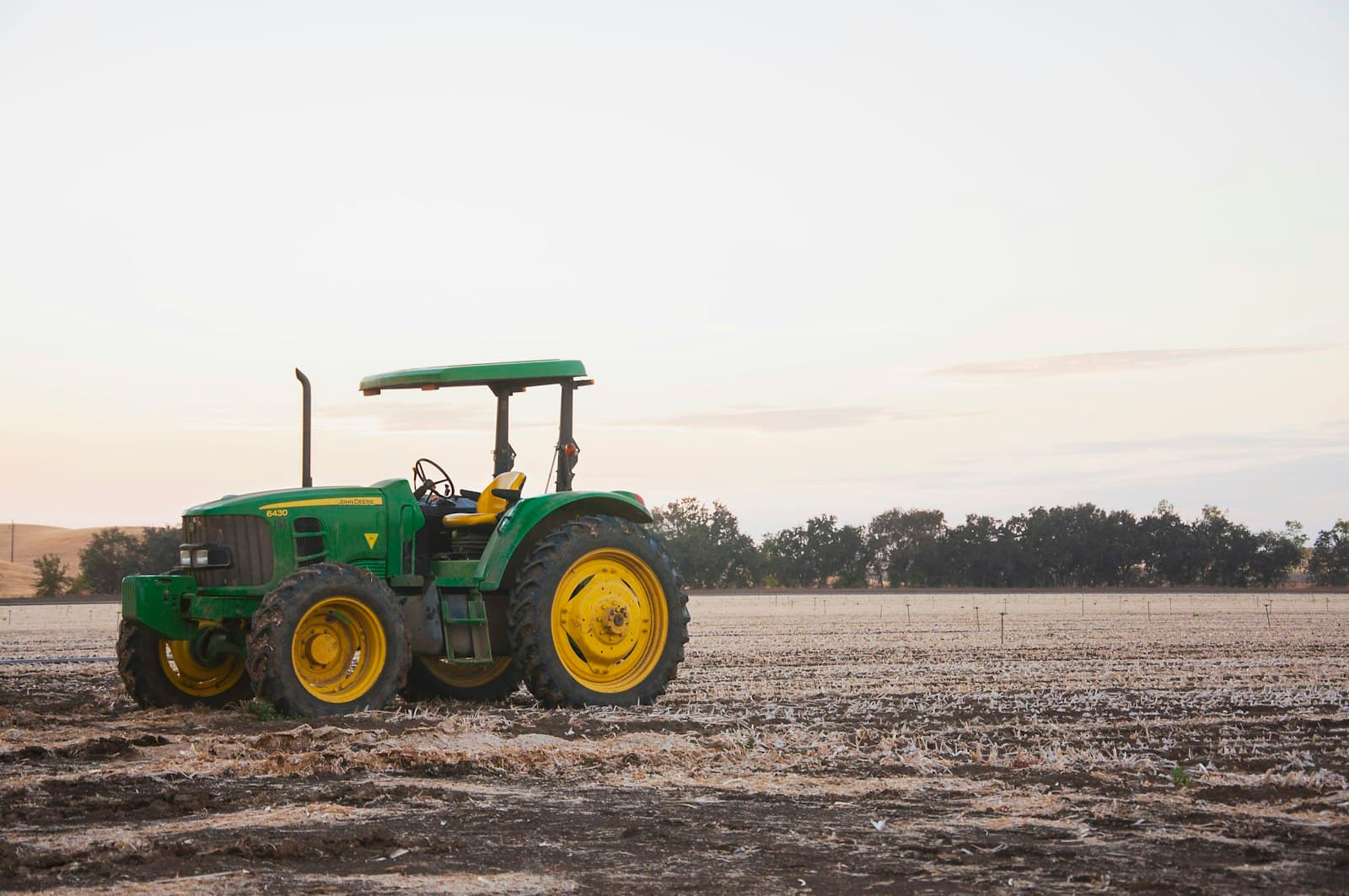 Tractor working a field