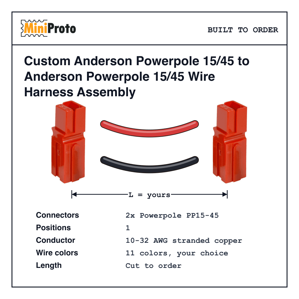 Custom Anderson Powerpole 15/45 to Anderson Powerpole 15/45 Wire Harness Assembly