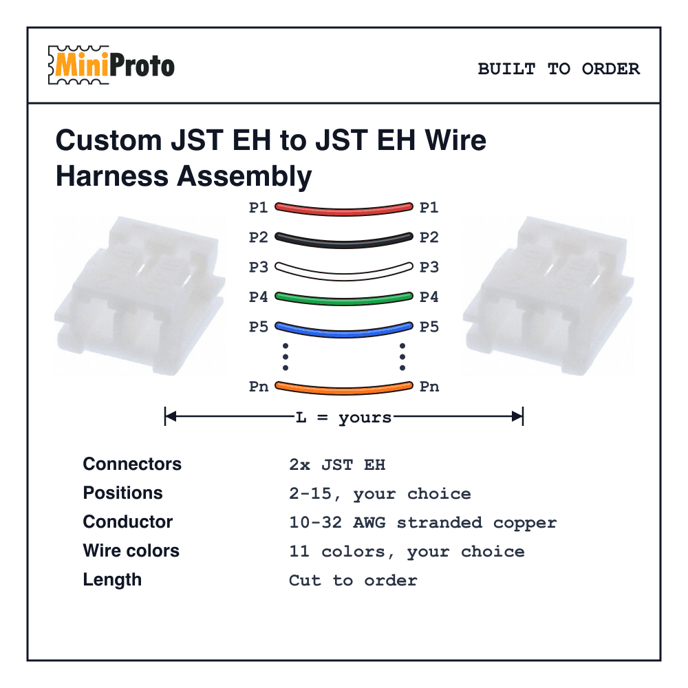 Custom JST EH to JST EH Wire Harness Assembly