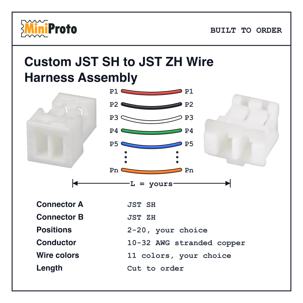 Custom JST SH to JST ZH Wire Harness Assembly