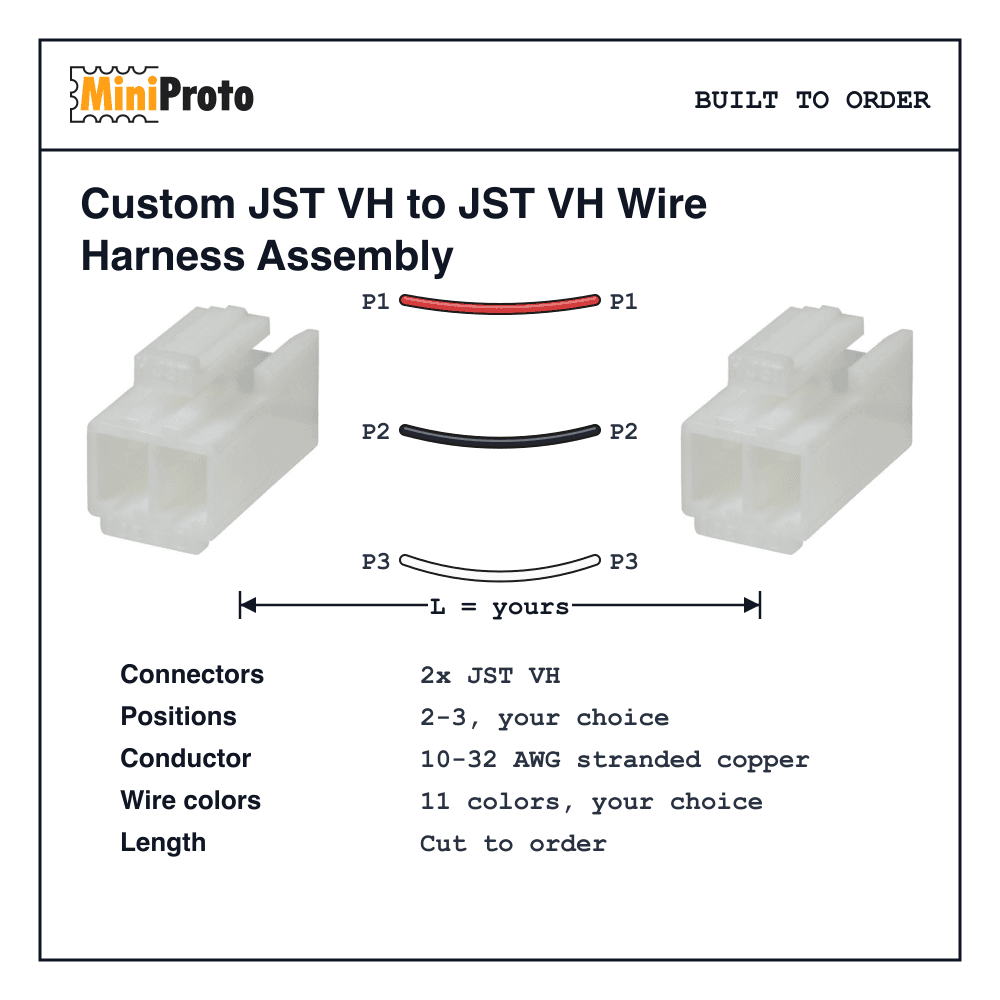 Custom JST VH to JST VH Wire Harness Assembly