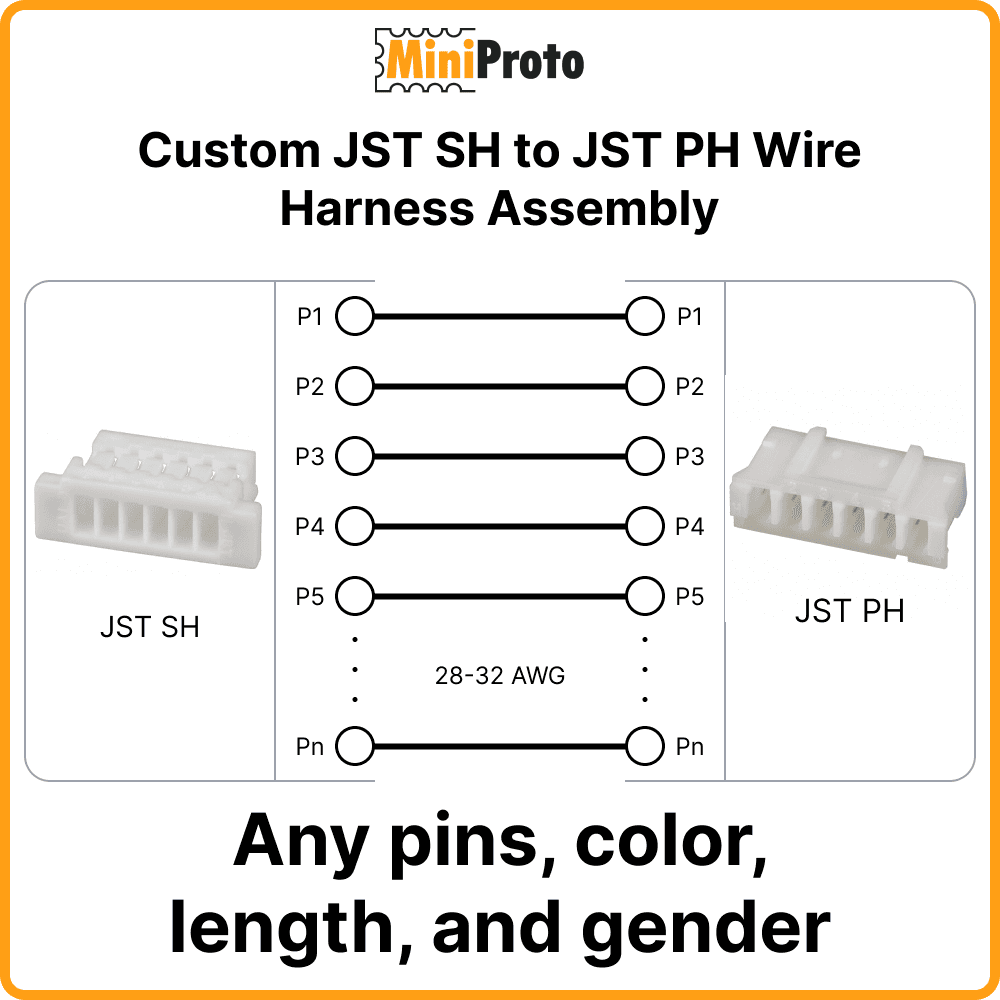 Custom JST SH to JST PH Wire Harness Assembly