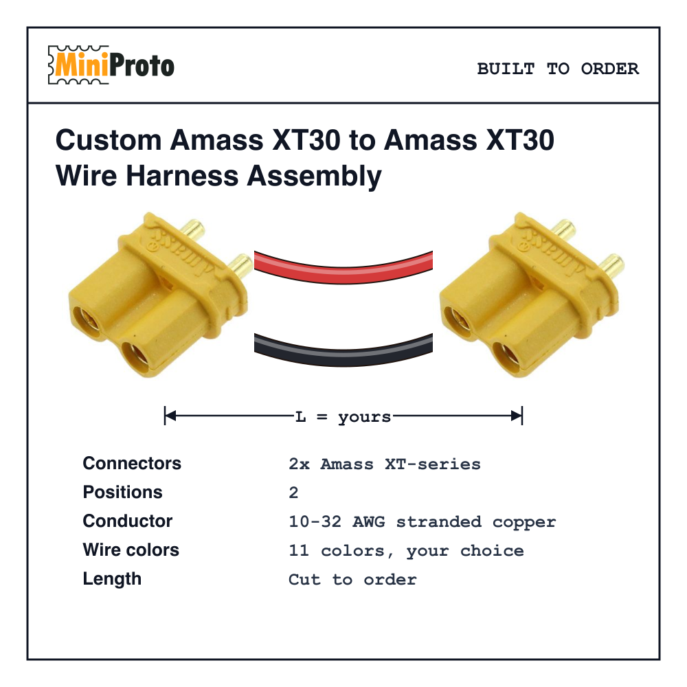 Custom Amass XT30 to Amass XT30 Wire Harness Assembly