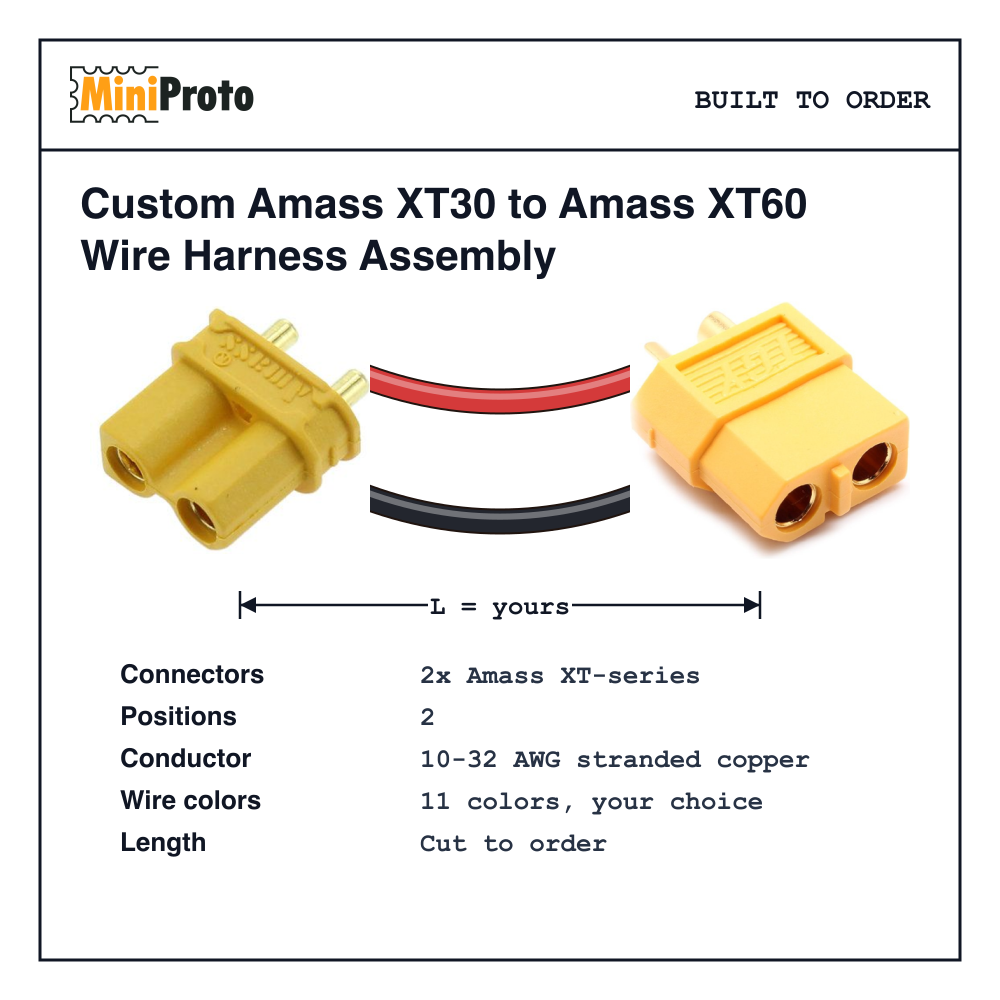 Custom Amass XT30 to Amass XT60 Wire Harness Assembly