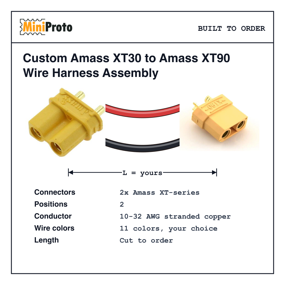 Custom Amass XT30 to Amass XT90 Wire Harness Assembly