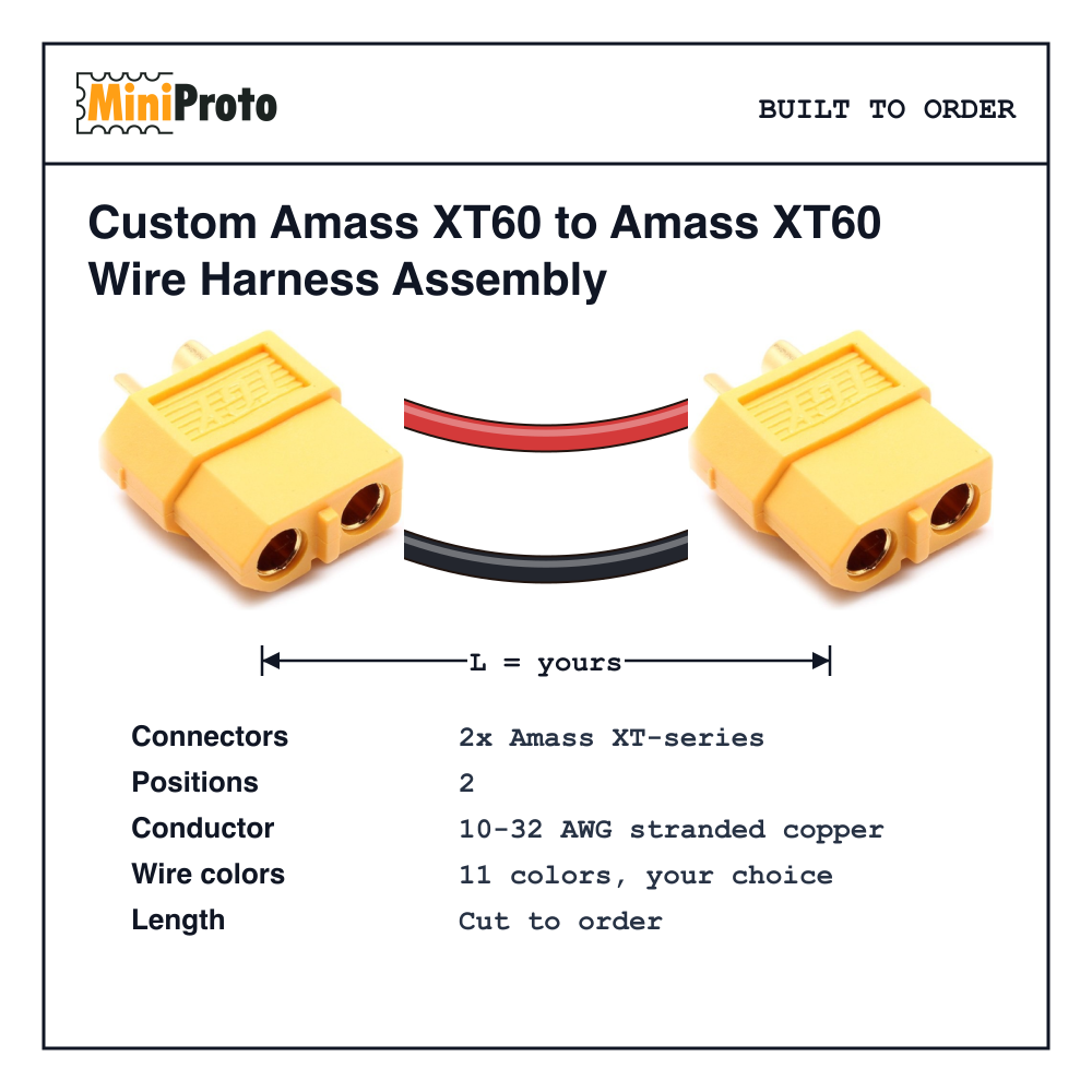 Custom Amass XT60 to Amass XT60 Wire Harness Assembly