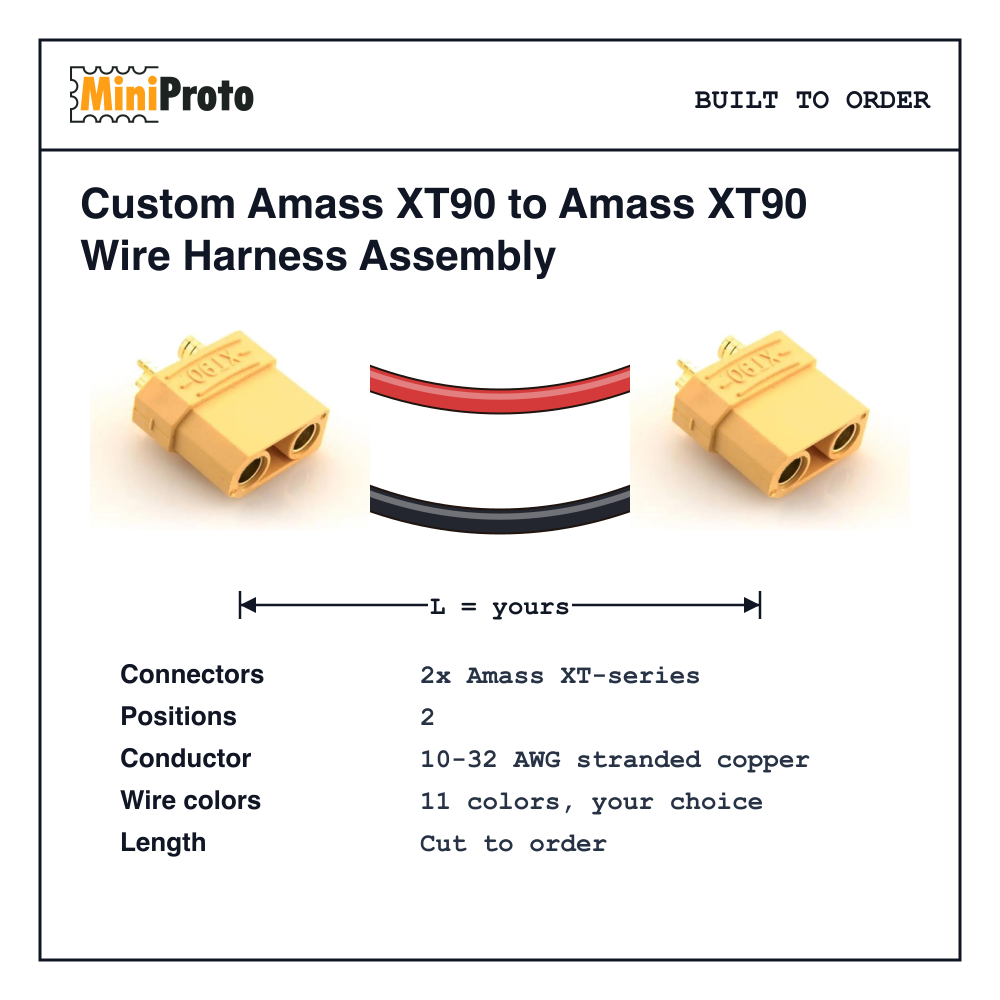 Custom Amass XT90 to Amass XT90 Wire Harness Assembly