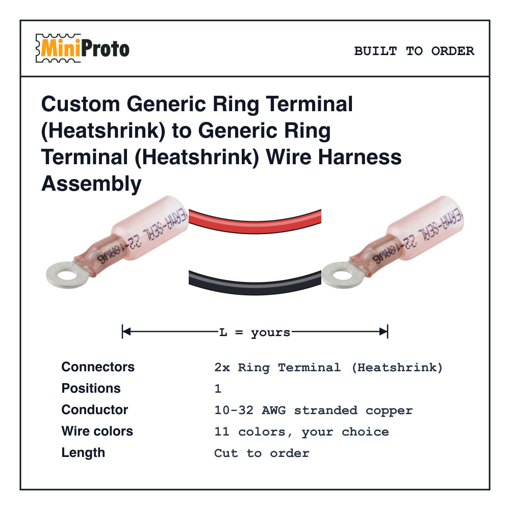 Custom Generic Ring Terminal (Heatshrink) to Generic Ring Terminal (Heatshrink) Wire Harness Assembly