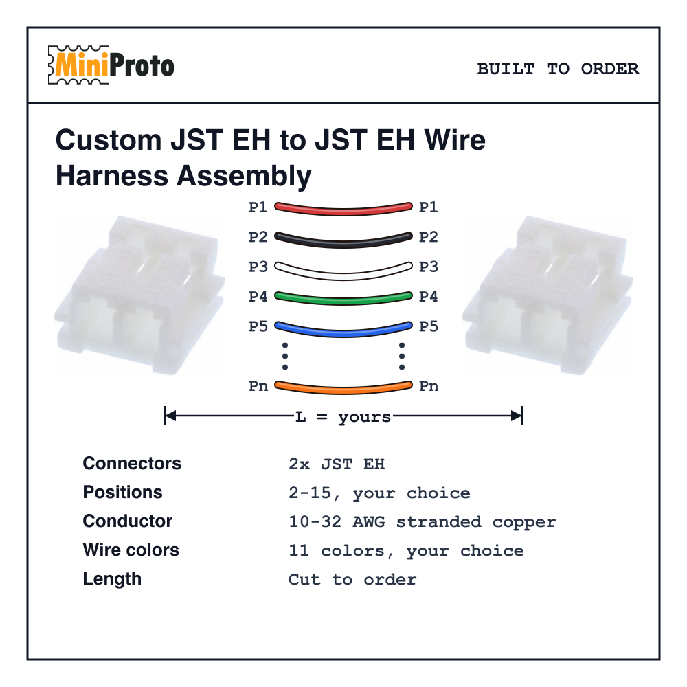 Custom JST EH to JST EH Wire Harness Assembly