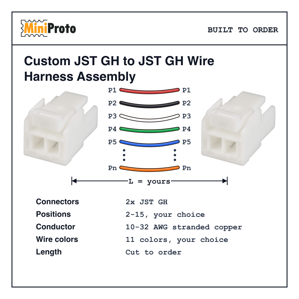 Custom JST GH to JST GH Wire Harness Assembly