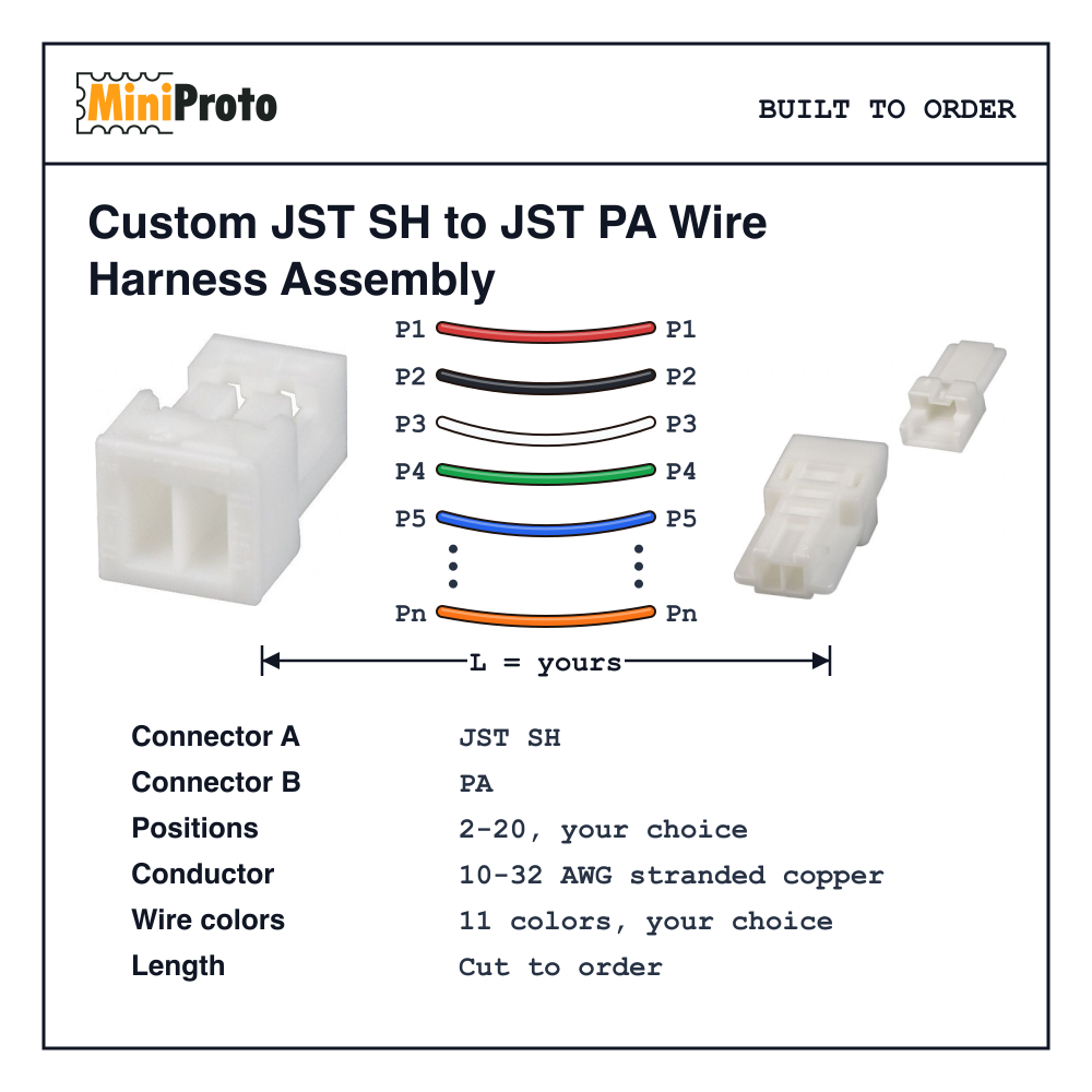 Custom JST SH to JST PA Wire Harness Assembly