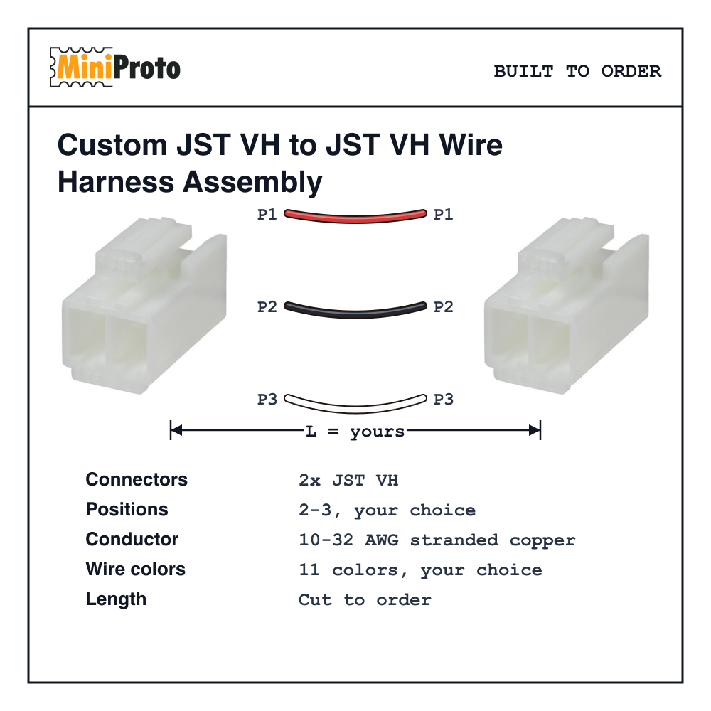 Custom JST VH to JST VH Wire Harness Assembly