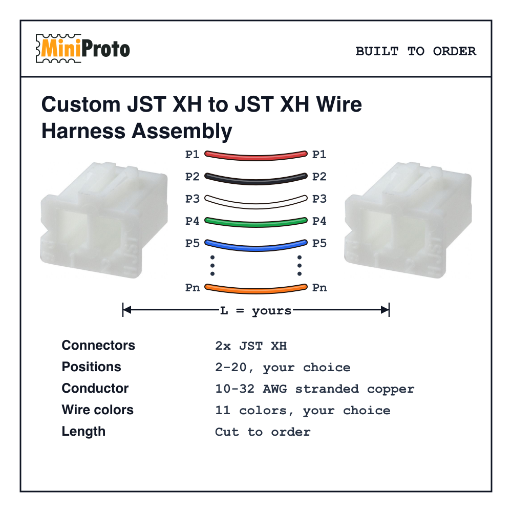 Custom JST XH to JST XH Wire Harness Assembly