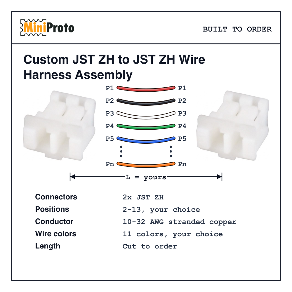 Custom JST ZH to JST ZH Wire Harness Assembly