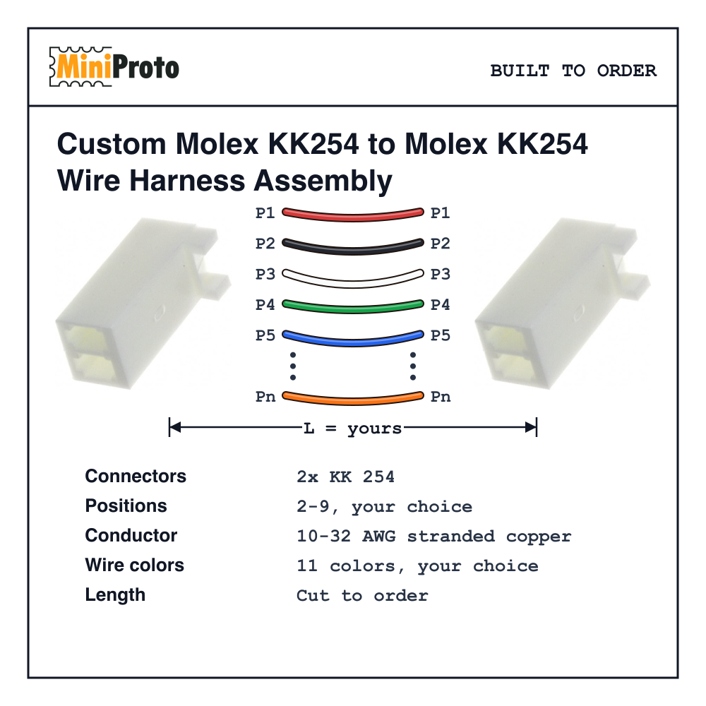 Custom Molex KK254 to Molex KK254 Wire Harness Assembly