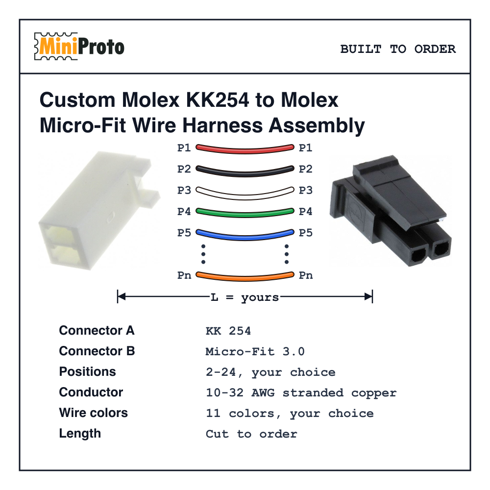 Custom Molex KK254 to Molex Micro-Fit Wire Harness Assembly