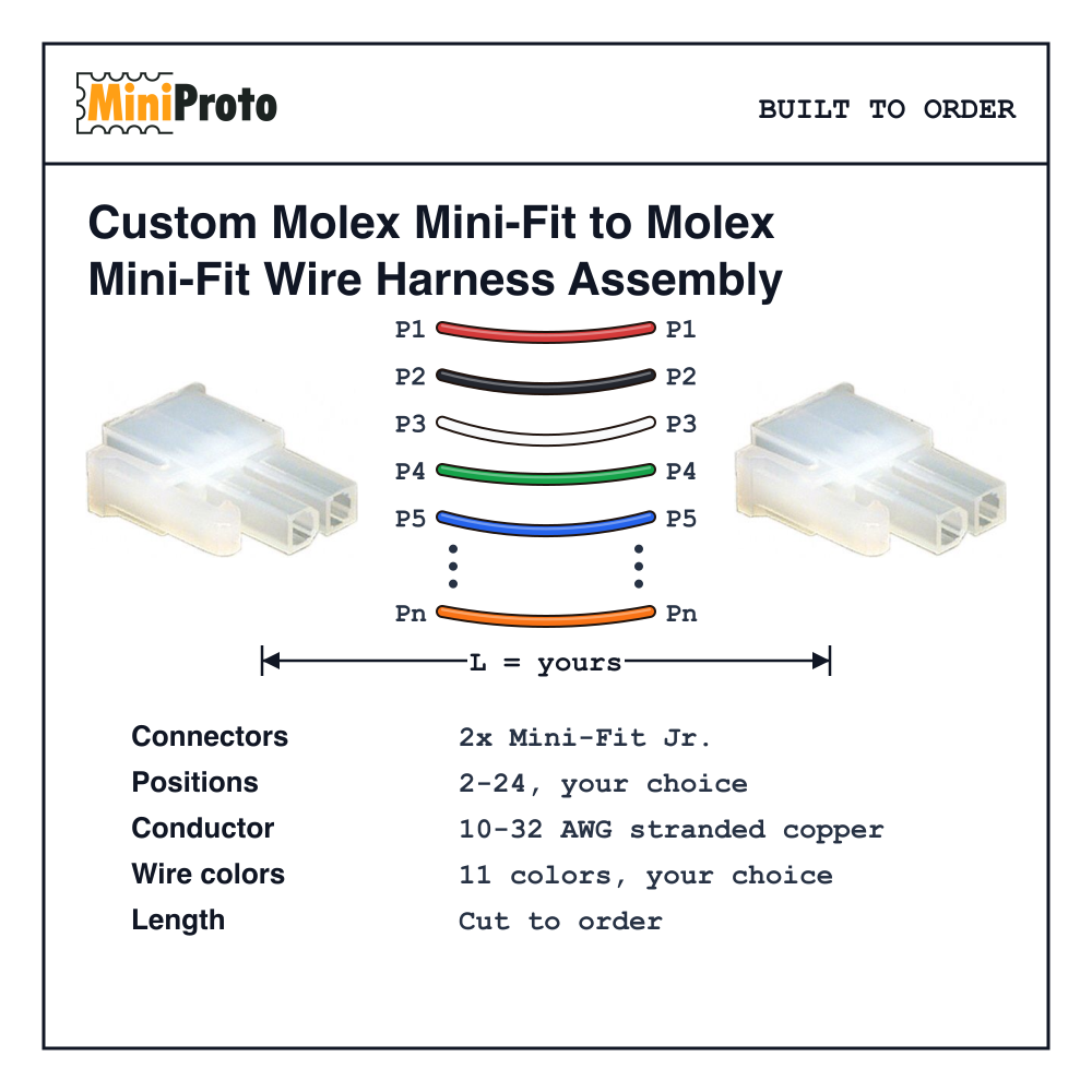 Custom Molex Mini-Fit to Molex Mini-Fit Wire Harness Assembly